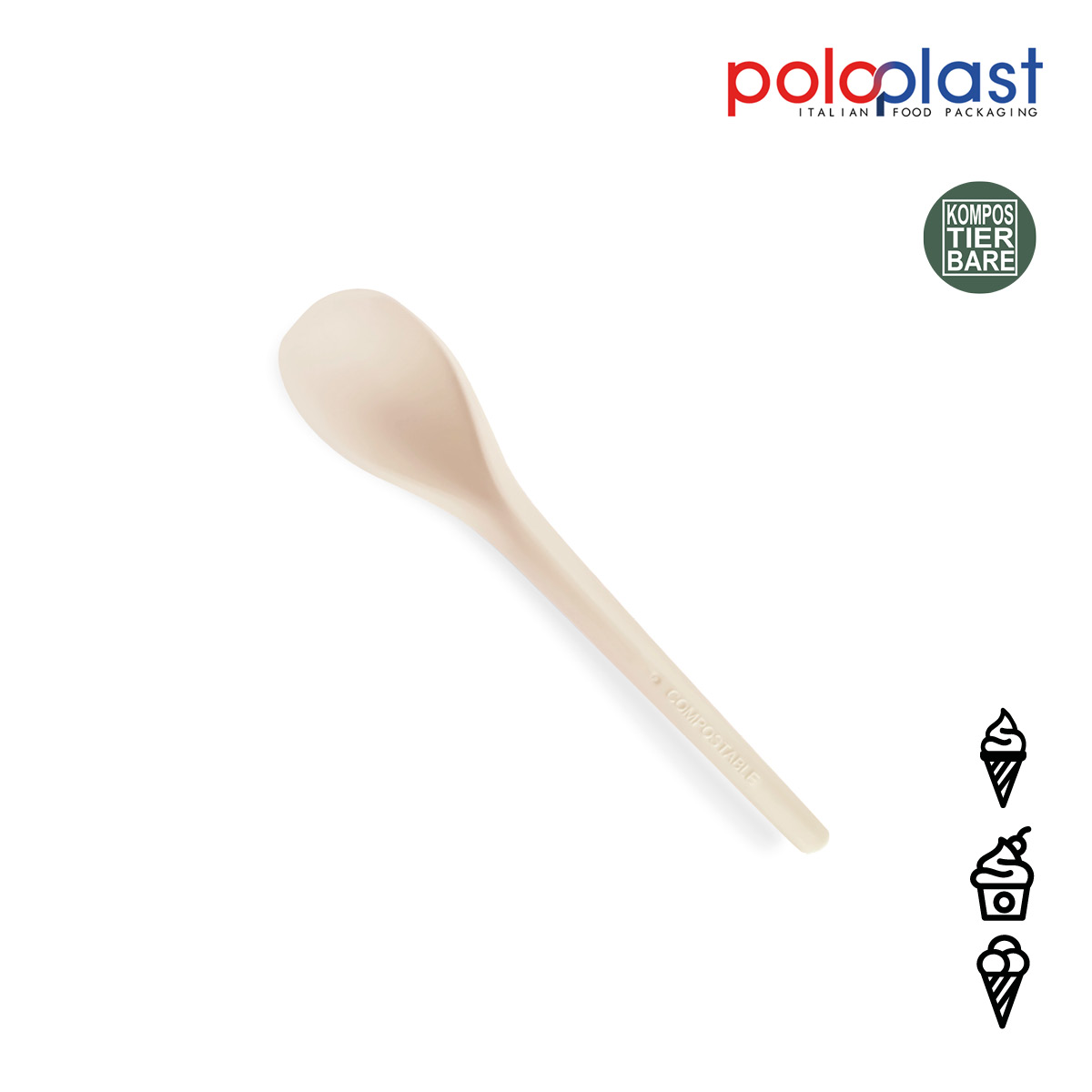 Kompostierbare Löffel ICE CURVY 12cm beige