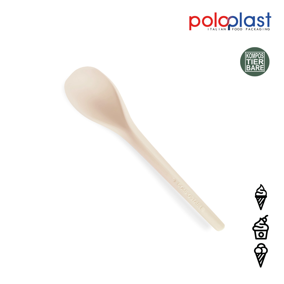 Kompostierbare Löffel ICE CURVY 15cm beiged