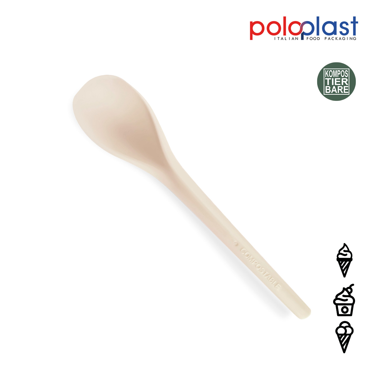 Kompostierbare Löffel ICE CURVY 17,5cm beige