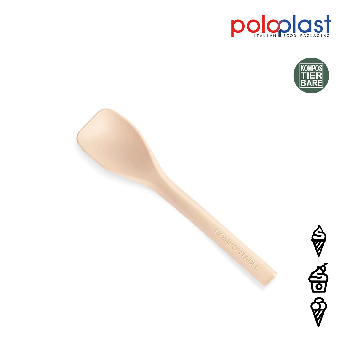 Kompostierbare Löffel CUBA beige