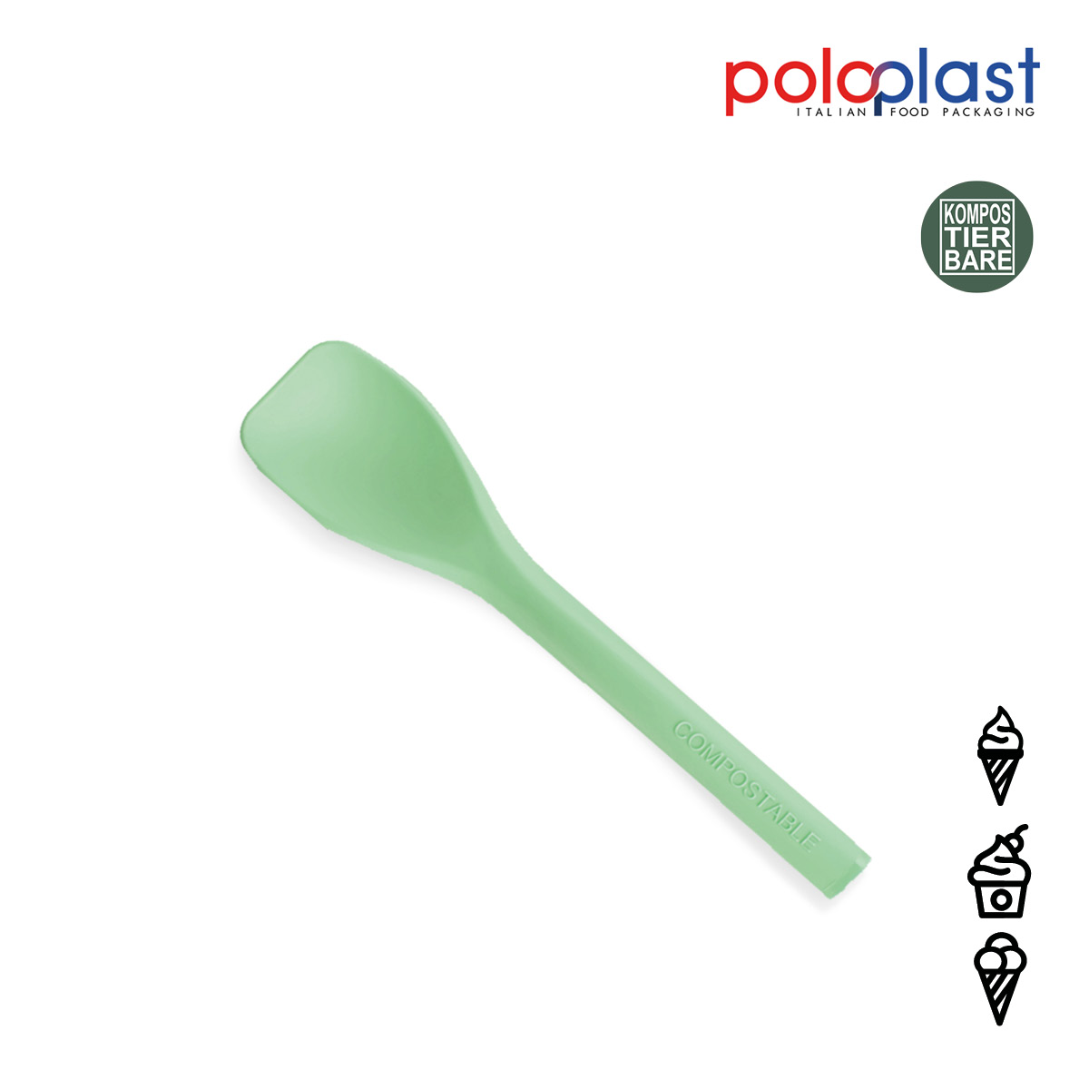 Kompostierbare Löffel CUBA grün