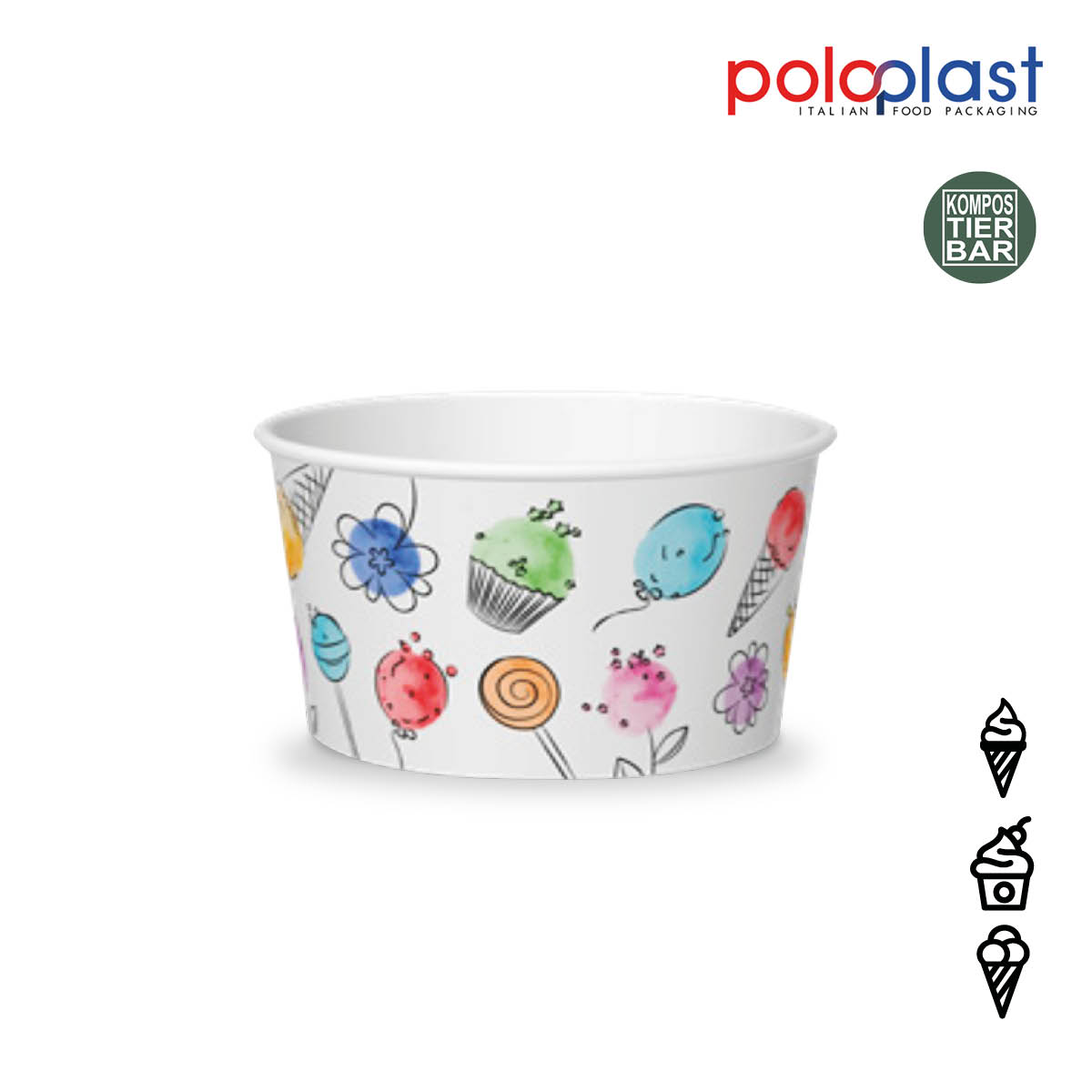 Papier Eisbecher Ballons 170cc