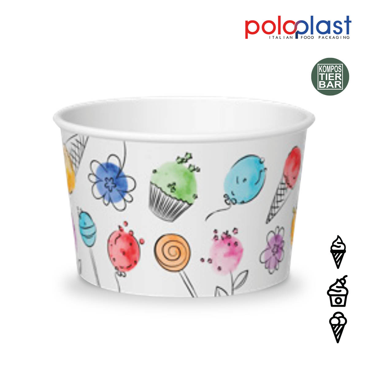 Papier Eisbecher Ballons 370cc