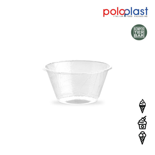 Kompostierbare Eisbecher transparent Foglia 80cc