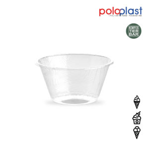 Kompostierbare Eisbecher transparent Foglia 150cc