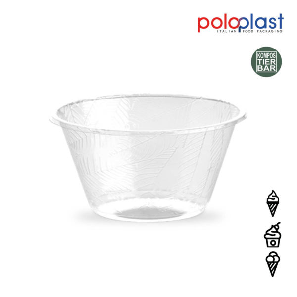 Kompostierbare Eisbecher transparent Foglia 250cc