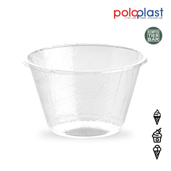 Kompostierbare Eisbecher transparent Foglia 450cc